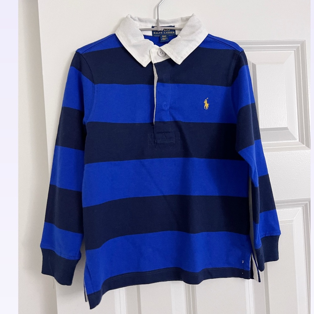 Ralph Lauren Polo Kid Striped Cotton Jersey Rugby Shirt School Uniform